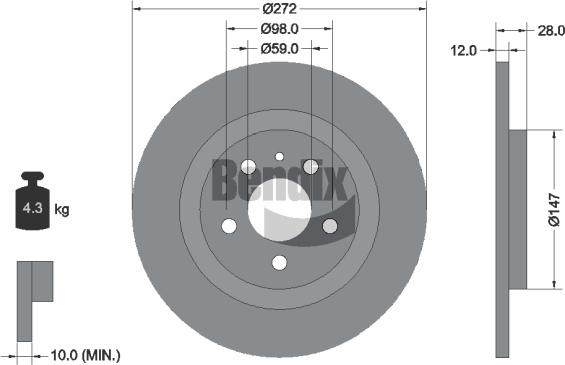 BENDIX Braking BDS1192 - Disque de frein cwaw.fr