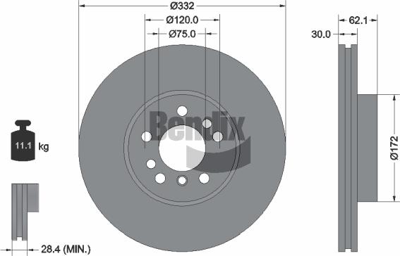 BENDIX Braking BDS1184HC - Disque de frein cwaw.fr