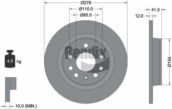 BENDIX Braking BDS1181 - Disque de frein cwaw.fr