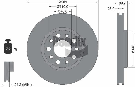 BENDIX Braking BDS1139 - Disque de frein cwaw.fr