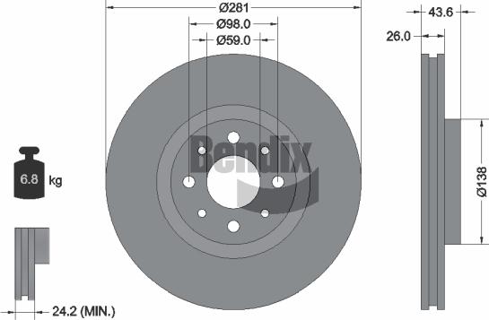 BENDIX Braking BDS1134 - Disque de frein cwaw.fr