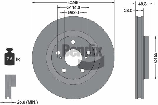 BENDIX Braking BDS1128 - Disque de frein cwaw.fr