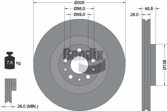 BENDIX Braking BDS1174 - Disque de frein cwaw.fr