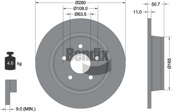 BENDIX Braking BDS1178 - Disque de frein cwaw.fr