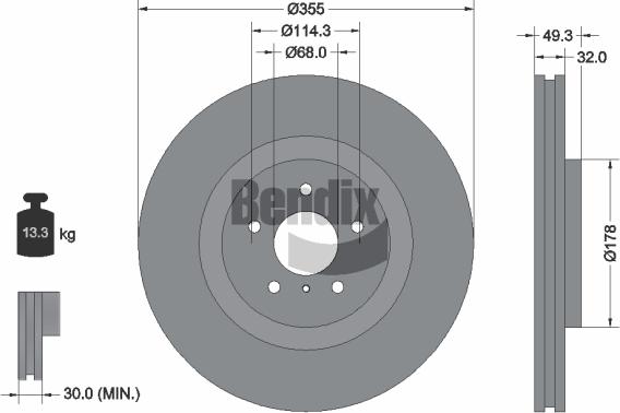 BENDIX Braking BDS1865HC - Disque de frein cwaw.fr