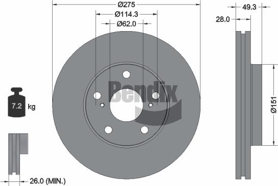 BENDIX Braking BDS1862 - Disque de frein cwaw.fr