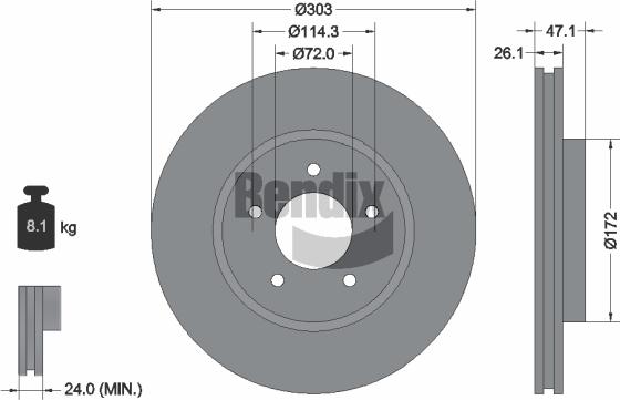 BENDIX Braking BDS1803 - Disque de frein cwaw.fr