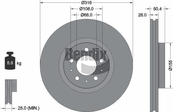 BENDIX Braking BDS1836 - Disque de frein cwaw.fr