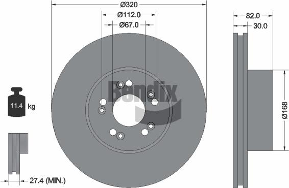 BENDIX Braking BDS1826 - Disque de frein cwaw.fr