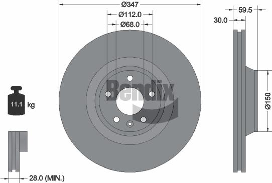 BENDIX Braking BDS1351HC - Disque de frein cwaw.fr