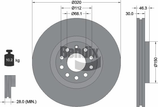 BENDIX Braking BDS1310HC - Disque de frein cwaw.fr