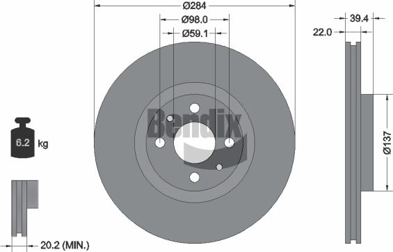 BENDIX Braking BDS1324 - Disque de frein cwaw.fr