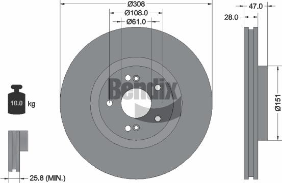 BENDIX Braking BDS1298HC - Disque de frein cwaw.fr