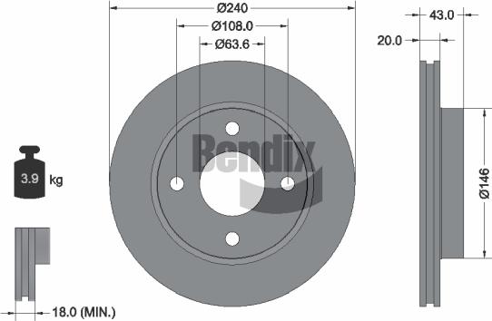 BENDIX Braking BDS1258 - Disque de frein cwaw.fr