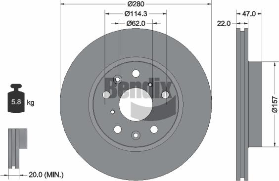 BENDIX Braking BDS1204 - Disque de frein cwaw.fr