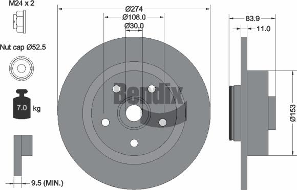 BENDIX Braking BDS1211 - Disque de frein cwaw.fr