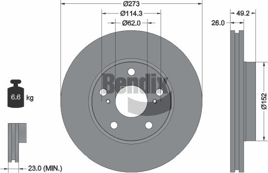 BENDIX Braking BDS1282 - Disque de frein cwaw.fr