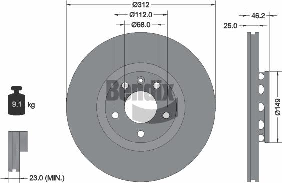 BENDIX Braking BDS1239HC - Disque de frein cwaw.fr