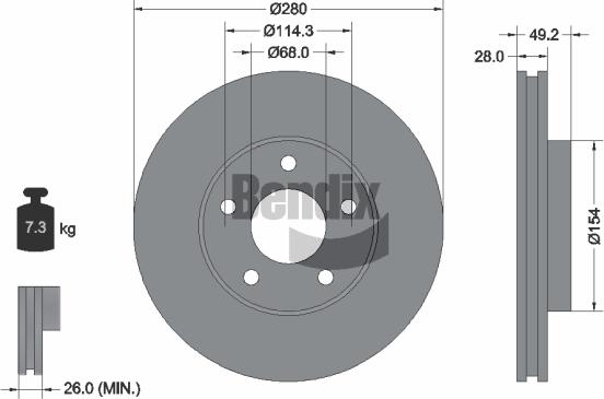 BENDIX Braking BDS1237 - Disque de frein cwaw.fr