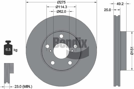 BENDIX Braking BDS1225 - Disque de frein cwaw.fr