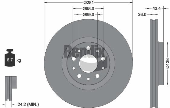 BENDIX Braking BDS2115 - Disque de frein cwaw.fr