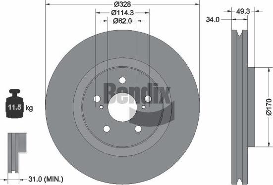 BENDIX Braking BDS2349HC - Disque de frein cwaw.fr