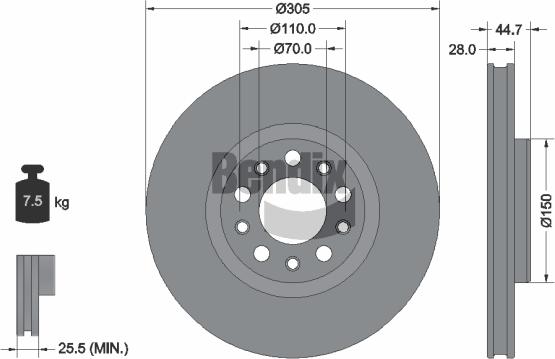 BENDIX Braking BDS2257HC - Disque de frein cwaw.fr