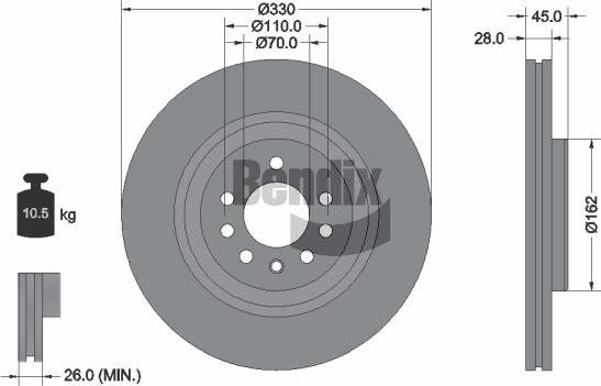 BENDIX Braking BDS2205 - Disque de frein cwaw.fr