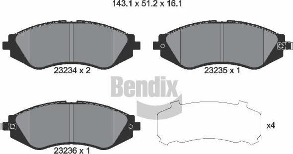 BENDIX Braking BPD1949 - Kit de plaquettes de frein, frein à disque cwaw.fr