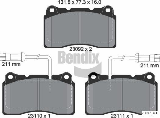 BENDIX Braking BPD1917 - Kit de plaquettes de frein, frein à disque cwaw.fr