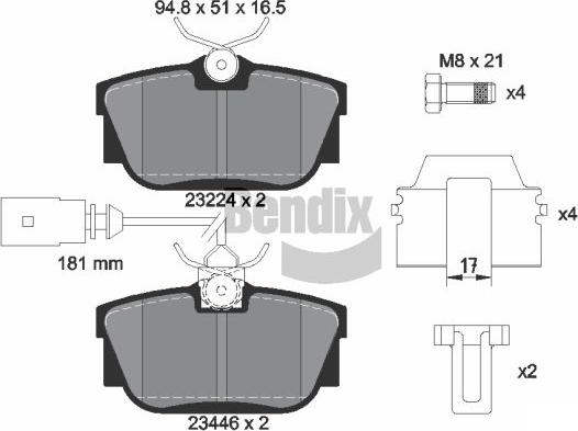 BENDIX Braking BPD1980 - Kit de plaquettes de frein, frein à disque cwaw.fr