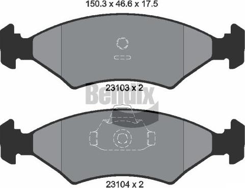 BENDIX Braking BPD1923 - Kit de plaquettes de frein, frein à disque cwaw.fr