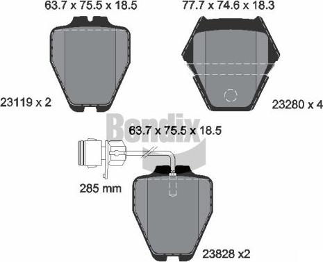 BENDIX Braking BPD1927 - Kit de plaquettes de frein, frein à disque cwaw.fr