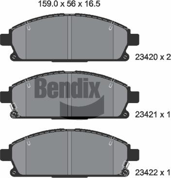 BENDIX Braking BPD1973 - Kit de plaquettes de frein, frein à disque cwaw.fr