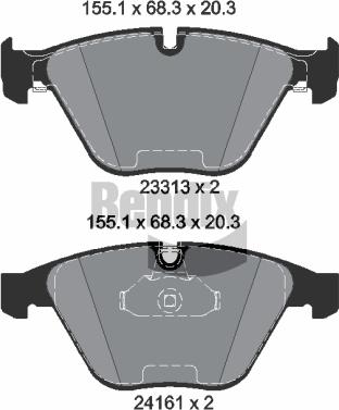 BENDIX Braking BPD1494 - Kit de plaquettes de frein, frein à disque cwaw.fr