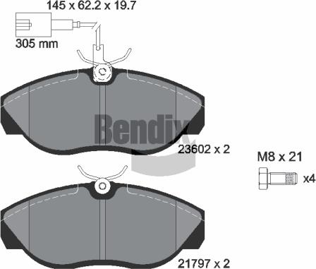 BENDIX Braking BPD1496 - Kit de plaquettes de frein, frein à disque cwaw.fr