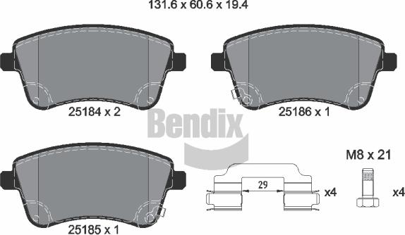 BENDIX Braking BPD1490 - Kit de plaquettes de frein, frein à disque cwaw.fr