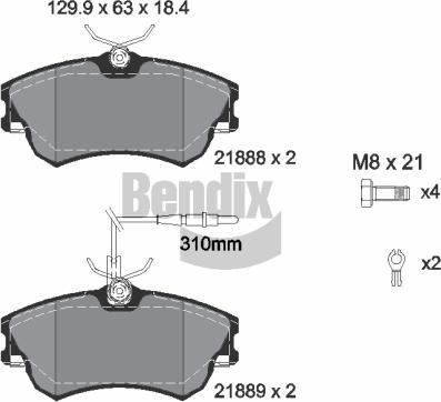 BENDIX Braking BPD1491 - Kit de plaquettes de frein, frein à disque cwaw.fr