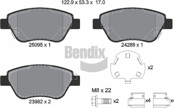 BENDIX Braking BPD1493 - Kit de plaquettes de frein, frein à disque cwaw.fr