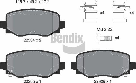 BENDIX Braking BPD1492 - Kit de plaquettes de frein, frein à disque cwaw.fr