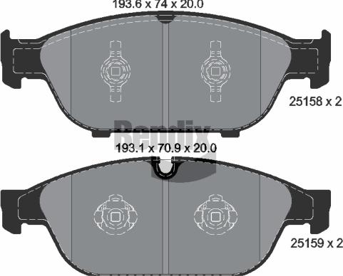 BENDIX Braking BPD1497 - Kit de plaquettes de frein, frein à disque cwaw.fr