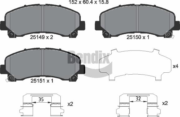 BENDIX Braking BPD1444 - Kit de plaquettes de frein, frein à disque cwaw.fr