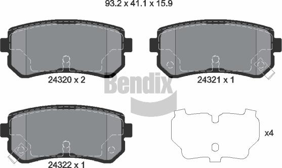 BENDIX Braking BPD1441 - Kit de plaquettes de frein, frein à disque cwaw.fr