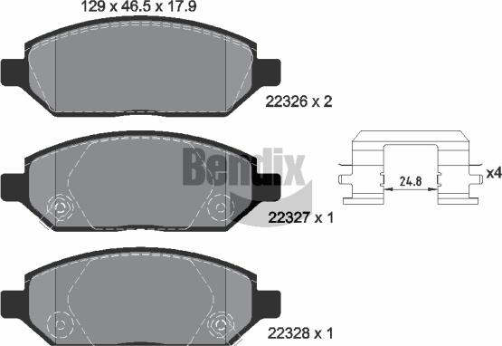 BENDIX Braking BPD1456 - Kit de plaquettes de frein, frein à disque cwaw.fr