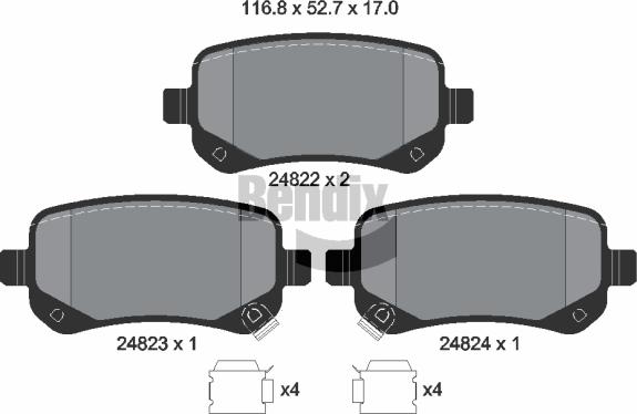 BENDIX Braking BPD1458 - Kit de plaquettes de frein, frein à disque cwaw.fr