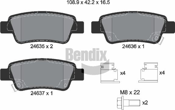 BENDIX Braking BPD1464 - Kit de plaquettes de frein, frein à disque cwaw.fr