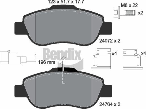 BENDIX Braking BPD1465 - Kit de plaquettes de frein, frein à disque cwaw.fr