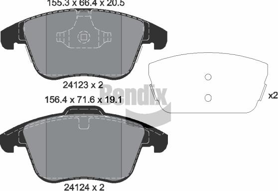 BENDIX Braking BPD1404 - Kit de plaquettes de frein, frein à disque cwaw.fr