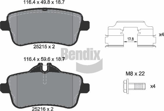 BENDIX Braking BPD1408 - Kit de plaquettes de frein, frein à disque cwaw.fr