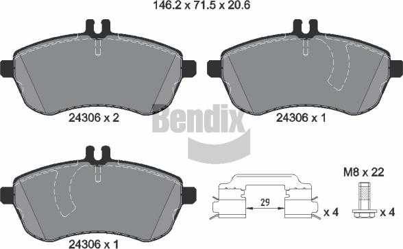 BENDIX Braking BPD1415 - Kit de plaquettes de frein, frein à disque cwaw.fr